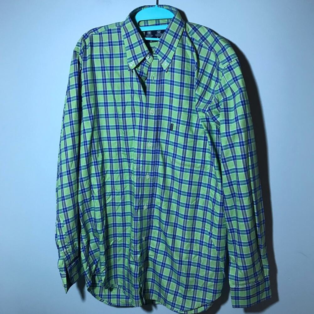 Barbour mens button up green blue plaid M shirt business casual office